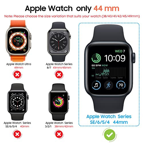 Suoman 3 in 1 Case for Apple Watch Series 6/5/4 44mm Waterproof Privacy Screen Protector, Tempered Glass Cover Front + Back Bumper 360° Protection Cover for iWatch Series 6/5/4 44mm - Silver - 2