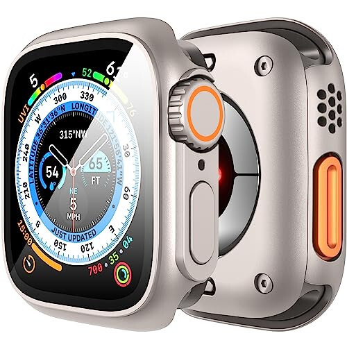 Suoman 3 in 1 for Apple Watch Series 8/7/6/5/4/Series SE 2 44mm Screen Protector Case, [Looks Like Ultra Protector Case] Front and Rear Cover Protector Case for iWatch 44mm (Starlight for iWatch 44mm) - 1