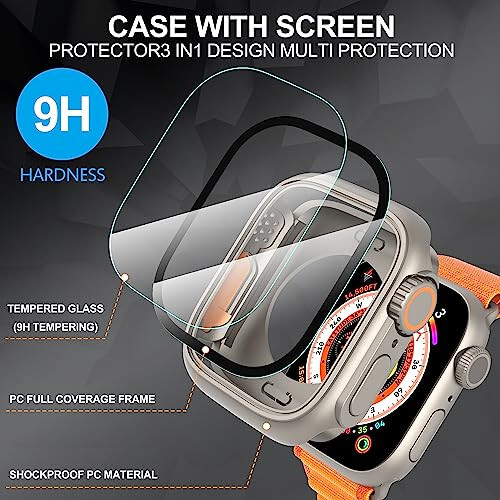 Suoman 3 in 1 for Apple Watch Series 8/7/6/5/4/Series SE 2 44mm Screen Protector Case, [Looks Like Ultra Protector Case] Front and Rear Cover Protector Case for iWatch 44mm (Titanium for iWatch 44mm) - 4