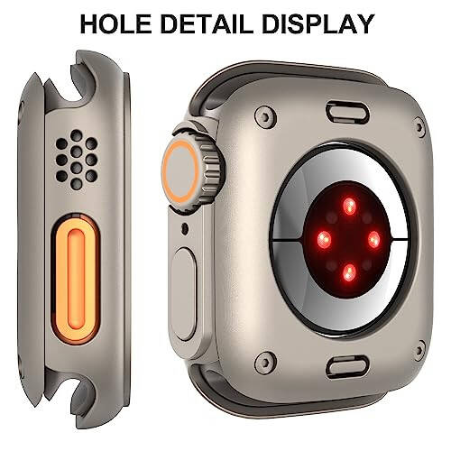 Suoman 3 in 1 for Apple Watch Series 8/7/6/5/4/Series SE 2 44mm Screen Protector Case, [Looks Like Ultra Protector Case] Front and Rear Cover Protector Case for iWatch 44mm (Titanium for iWatch 44mm) - 5