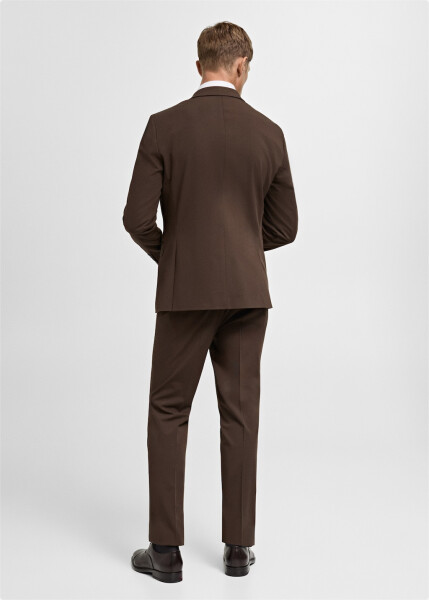 Super slim fit blazer jacket made of stretch fabric, tobacco brown color. - 3