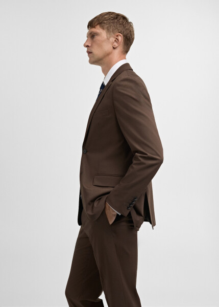 Super slim fit blazer jacket made of stretch fabric, tobacco brown color. - 8