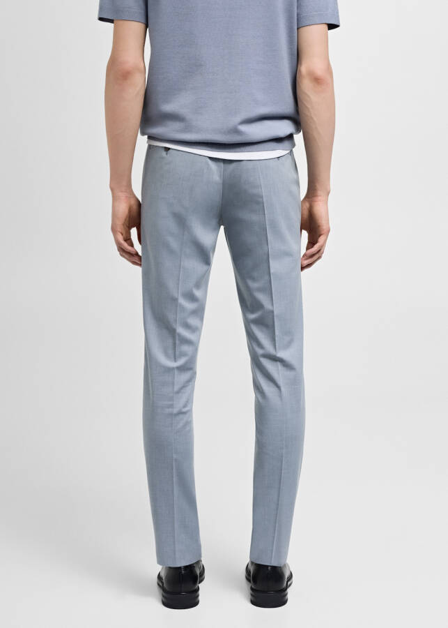 Super slim fit stretch fabric trousers - Sky Blue - 3