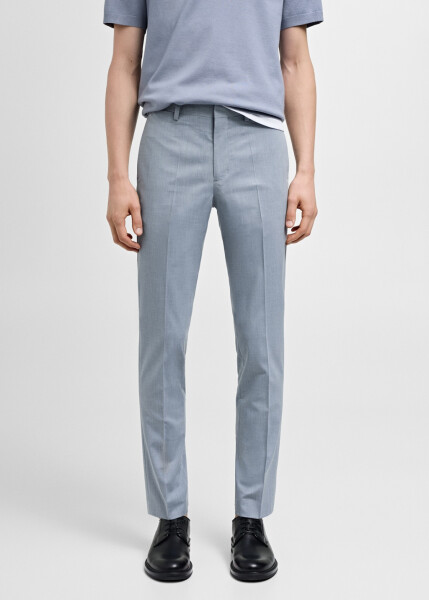 Super slim fit stretch fabric trousers - Sky Blue - 6