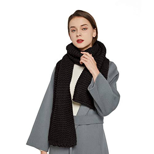 Surblue Winter Chunky Knit Scarf Warm Thick Wrap Pattern Long for Men and Women for Outdoors - 2