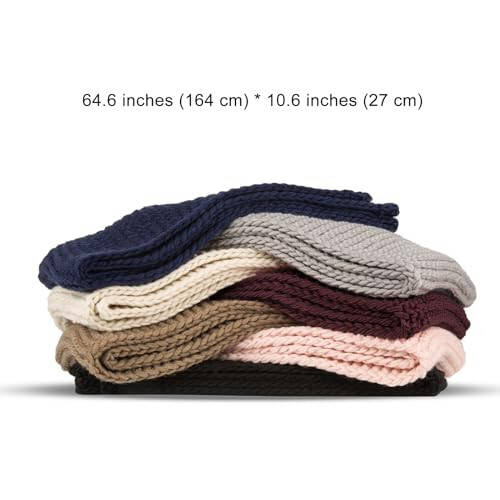 Surblue Winter Chunky Knit Scarf Warm Thick Wrap Pattern Long for Men and Women for Outdoors - 6