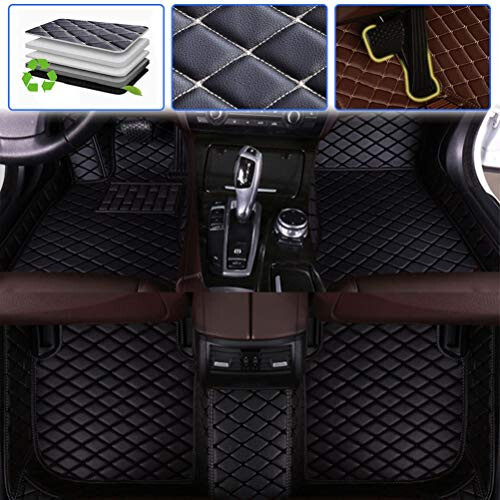 SureKit Custom Car Floor Mats for Toyota Land Cruiser Prado 120 2002-2008 Floor Liner Waterproof Anti-Skid Luxury Leather Full Coverage Liner Front & Rear Mat/Set (Black) - 1