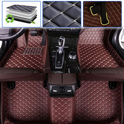 SureKit Custom Car Floor Mats for Toyota Land Cruiser Prado 120 2002-2008 Floor Liner Waterproof Anti-Skid Luxury Leather Full Coverage Liner Front ＆ Rear Mat/Set (Coffee Color) - 1