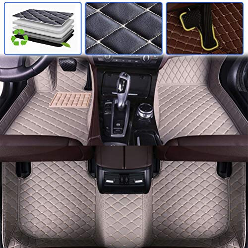 SureKit Custom Car Floor Mats for Toyota Land Cruiser Prado 120 2002-2008 Floor Liner Waterproof Anti-Skid Luxury Leather Full Coverage Liner Front & Rear Mat/Set (Gray) - 1