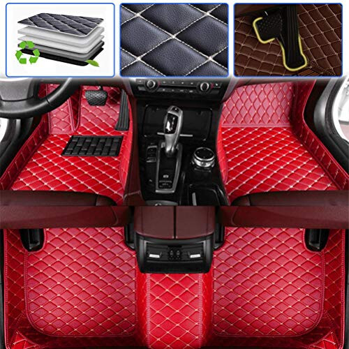 SureKit Custom Car Floor Mats for Toyota Land Cruiser Prado 120 2002-2008 Floor Liner Waterproof Anti-Skid Luxury Leather Full Coverage Liner Front & Rear Mat/Set (red) - 1