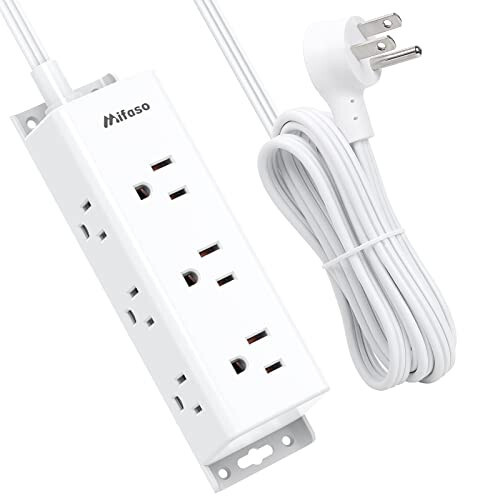 Surge Protector Power Strip - 9 Widely Spaced Multi Outlets, Wall Mount, 3 Side Outlet Extender with 5Ft Extension Cord, Flat Plug for Home Office - 1