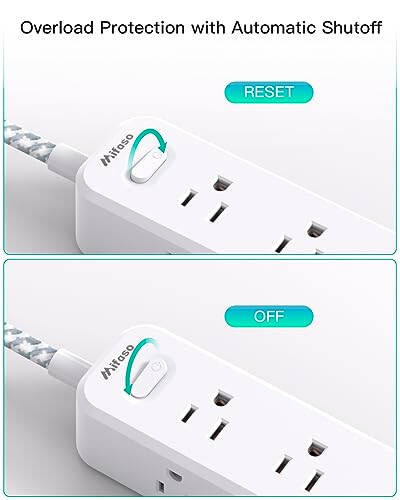 Surge Protector Power Strip, Braided Extension Cord with 9 AC Outlets 2 USB-A 1 USB-C Ports, 5ft Flat Plug Outlet Extension, 3 Sided Desktop Charging Station for Home,Office, Dorm, Travel, 900J - 5