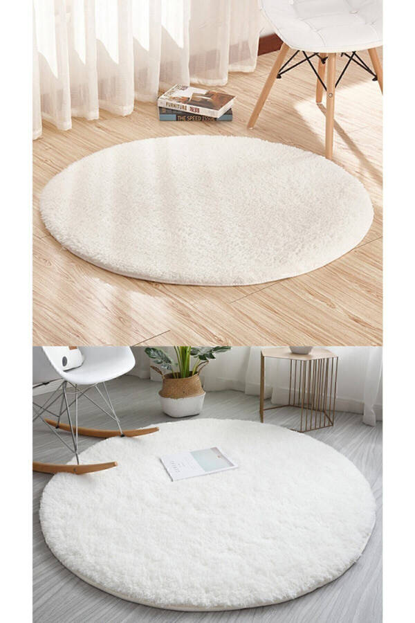 Surprise Home Textile Round White Plush Washable Rug - 6