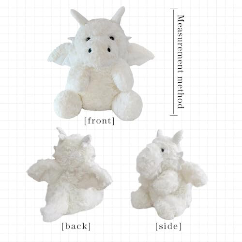 SUSULF Little Flying Dragon - Cute Stuffed Animal Plush Toy - Adorable Soft Dragons Toy Plushies and Gifts - Perfect Present for Kids (White, 7.87in/20cm) - 2