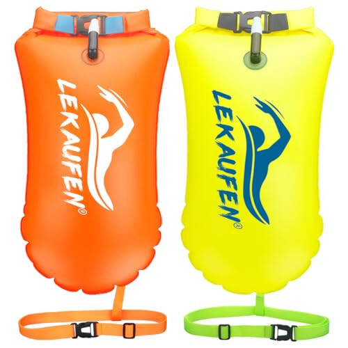 Swim Buoy for Open Water 2 Pack, 20L Swim Safety Float Waterproof Dry Bag for Swimmers Triathletes Kayakers Snorkelers, Swimming Pull Buoy for Safer Swim Training - 2