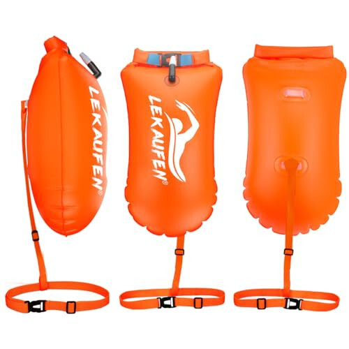 Swim Buoy for Open Water 2 Pack, 20L Swim Safety Float Waterproof Dry Bag for Swimmers Triathletes Kayakers Snorkelers, Swimming Pull Buoy for Safer Swim Training - 4