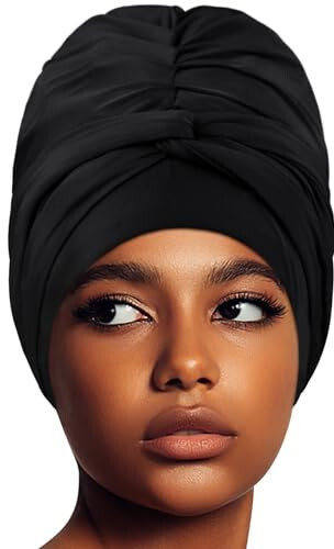 Swim Turban Waterproof Silicone lined Swim Cap Long Hair Swim Caps for Women Youth - Large Swim Caps - 1