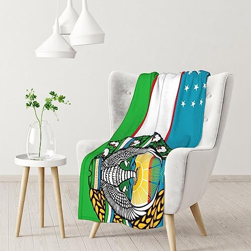 SwpWab Flag of Uzbekistan with Coat of Arms Extremely Comfortable and Light Warm Blanket for All Seasons Gift 30x40 in - 1