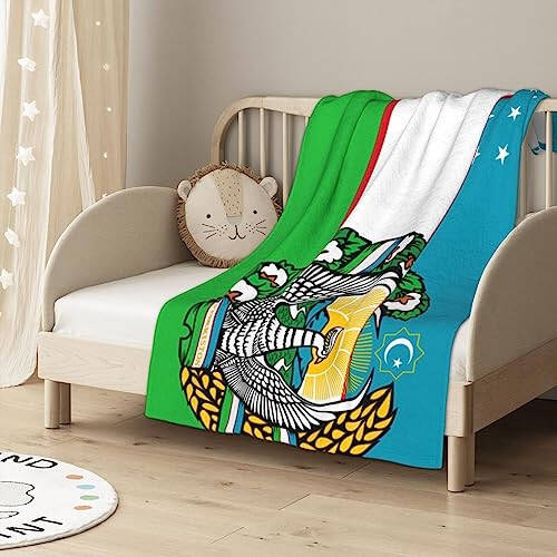 SwpWab Flag of Uzbekistan with Coat of Arms Extremely Comfortable and Light Warm Blanket for All Seasons Gift 30x40 in - 2