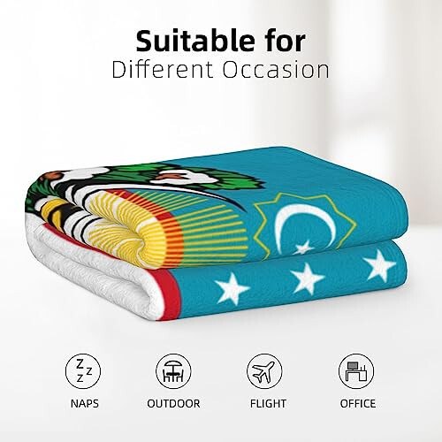 SwpWab Flag of Uzbekistan with Coat of Arms Extremely Comfortable and Light Warm Blanket for All Seasons Gift 30x40 in - 3