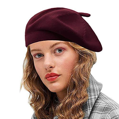 Sydbecs Cashmere Beret Hats for Women Girls, Reversible French Berets Hat Solid Color Style - 1