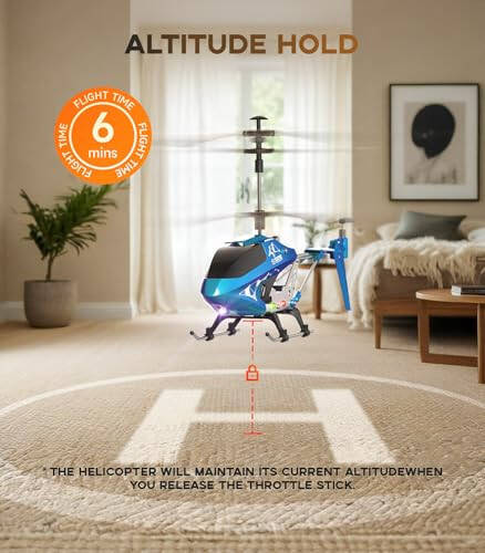 SYMA Remote Control Helicopter, S107H-E Aircraft with Altitude Hold, One Key take Off/Landing, 3.5 Channel, Gyro Stabilizer and High &Low Speed, LED Light for Indoor to Fly for Kid and Beginner Blue - 4