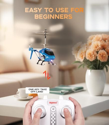 SYMA Uzaktan Kumandalı Helikopter, S107H-E Uçak, Yükseklik Sabitleme, Tek Tuşla Kalkış/İniş, 3.5 Kanal, Jiro Sabitleyici ve Yüksek/Düşük Hız, Çocuklar ve Başlangıç Seviyesi İçin Kapalı Alanlarda Uçmak İçin LED Işık, Mavi - 3