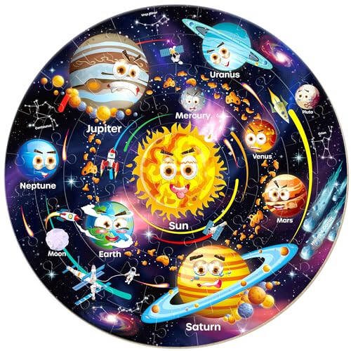 SYNARRY Solar System Floor Puzzles for Kids Ages 4-8, Large 70 Piece Jigsaw Puzzles for Kids Ages 4-6, Space Planet Astronaut Toys Gifts Puzzles for 3-5 5-7 8-10 Years Old Toddlers Boys Girls Children - 2