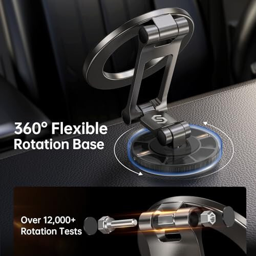 Syncwire Fits MagSafe Car Mount for Car Dash&Tesla Screen [All-Metal] Magnetic Phone Holder, [Flexible Three-axis] 360° Rotation Car Mount Strong Magnets Car Phone Holder for iPhone 15 14 13 12 Pro Max - 3