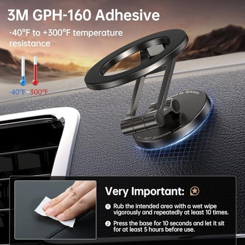 Syncwire Fits MagSafe Car Mount for Car Dash&Tesla Screen [All-Metal] Magnetic Phone Holder, [Flexible Three-axis] 360° Rotation Car Mount Strong Magnets Car Phone Holder for iPhone 15 14 13 12 Pro Max - 9