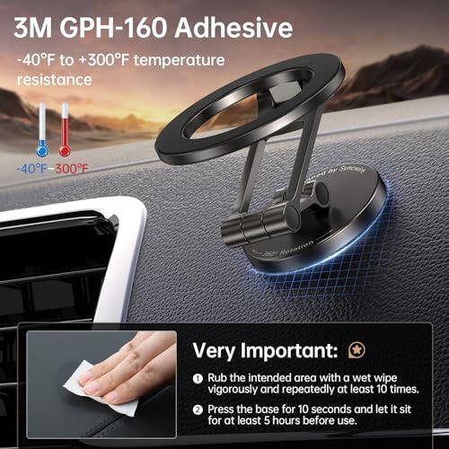 Syncwire Fits MagSafe Car Mount for Car Dash&Tesla Screen [All-Metal] Magnetic Phone Holder, [Flexible Three-axis] 360° Rotation Car Mount Strong Magnets Car Phone Holder for iPhone 15 14 13 12 Pro Max - 9