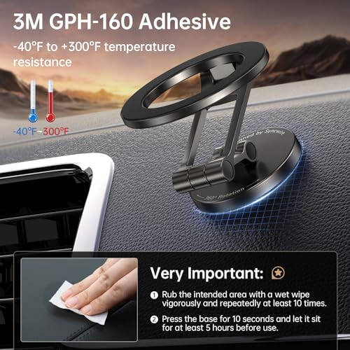 Syncwire Fits MagSafe Car Mount for Car Dash&Tesla Screen [All-Metal] Magnetic Phone Holder, [Flexible Three-axis] 360° Rotation Car Mount Strong Magnets Car Phone Holder for iPhone 15 14 13 12 Pro Max - 7