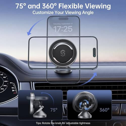 SYNCWIRE for MagSafe Car Mount - 360° Rotation Magnetic Phone Holder for Car Dashboard, Strong Magnets Car Phone Holder Mount Compatible iPhone 15 Pro Max 14 13 12, Samsung - MagSafe Car Accessories - 5