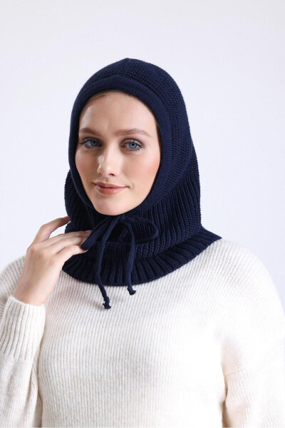 T-crazy Knitwear Balaclava Ribbed Knit Hooded Beanie, Hijab Beanie, Knit Hat, Balaclava - 1