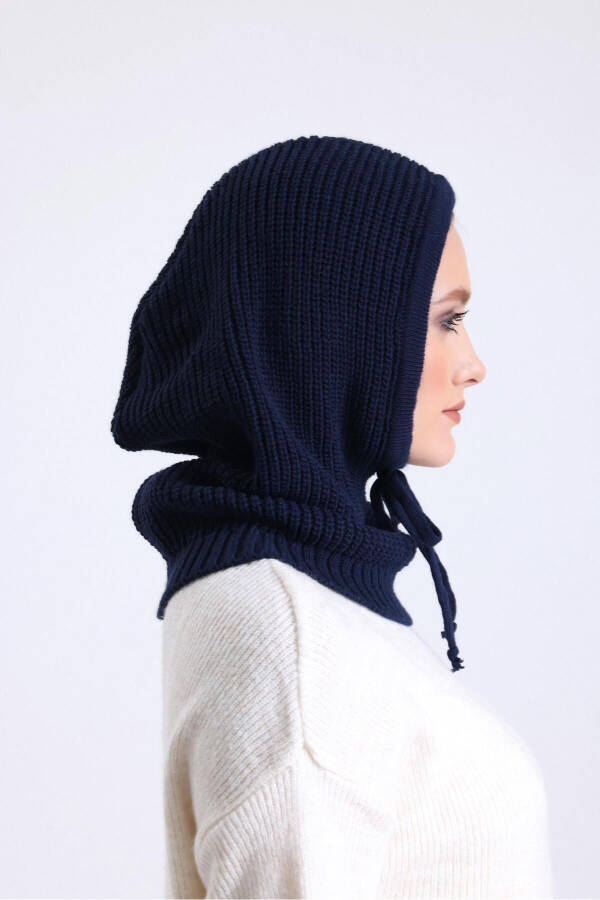 T-crazy Knitwear Balaclava Ribbed Knit Hooded Beanie, Hijab Beanie, Knit Hat, Balaclava - 5