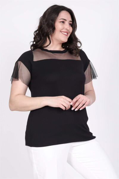 T-shirt with tulle details on the front and sleeves - 2