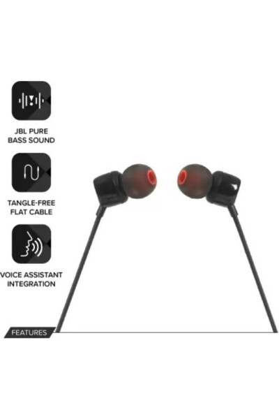 T160 In-Ear Headphones with Microphone (BLACK) - 34