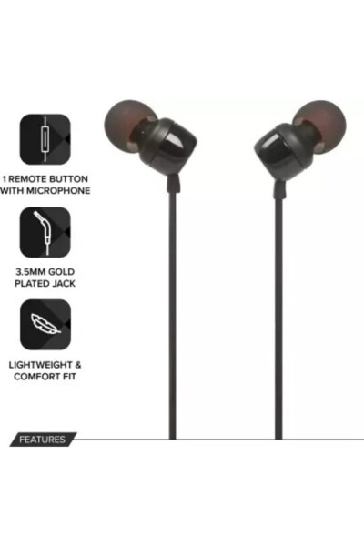 T160 In-Ear Headphones with Microphone (BLACK) - 35