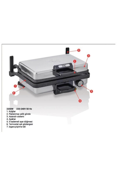 T7863 Toaster and Lahmacun Machine with Tray - 7