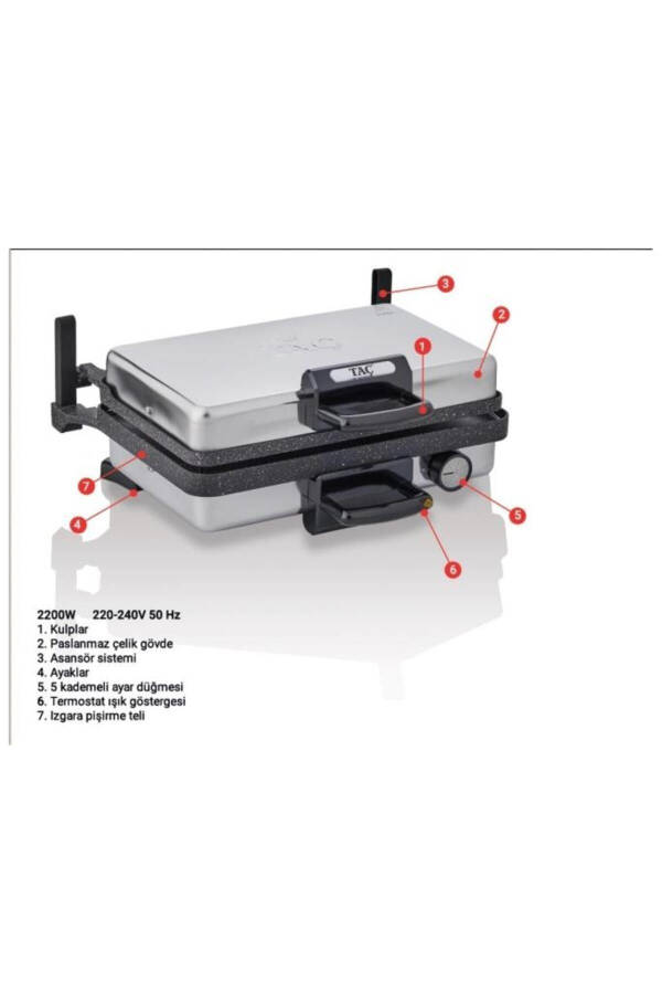 T7863 Toaster and Lahmacun Machine with Tray - 7