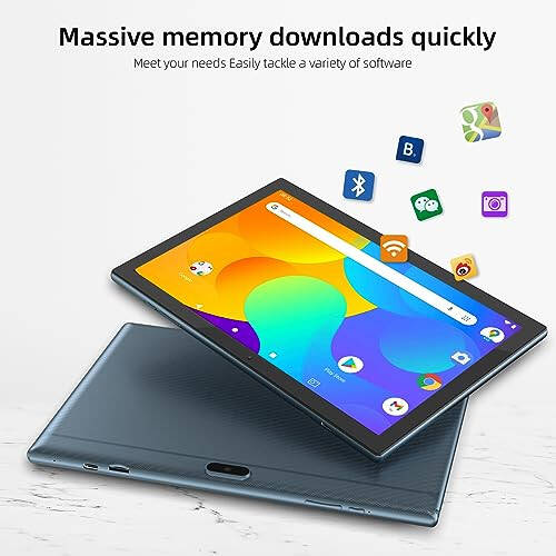 Tablet 64GB 10 Inch Tablet, Android 11 Tablets, 6000mAh Battery Quad Core HD Touch Screen Tableta Computer, with WiFi BT Google Play Tabletas. (Blue) - 2