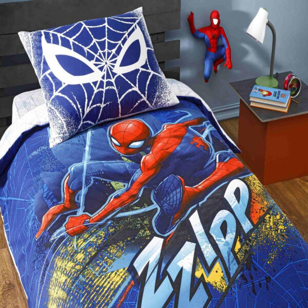 Taç Lisanslı Spiderman Blue City Tek Kişilik Nevresim Takımı - 4