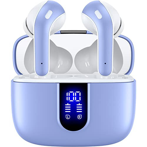 TAGRY Bluetooth Headphones True Wireless Earbuds 60H Playback LED Power Display Earphones with Wireless Charging Case IPX5 Waterproof in-Ear Earbuds with Mic for Smart Phone Laptop TV Computer Sports - 1