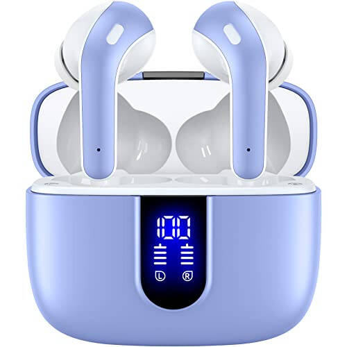 TAGRY Bluetooth Headphones True Wireless Earbuds 60H Playback LED Power Display Earphones with Wireless Charging Case IPX5 Waterproof in-Ear Earbuds with Mic for Smart Phone Laptop TV Computer Sports - 1