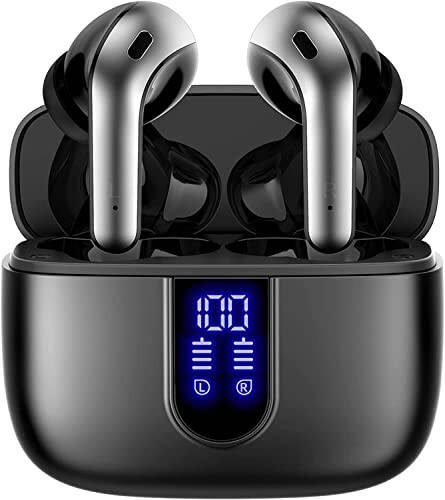 TAGRY Bluetooth Headphones True Wireless Earbuds 60H Playback LED Power Display Earphones with Wireless Charging Case IPX5 Waterproof in-Ear Earbuds with Mic for TV Smart Phone Laptop Computer Sports - 1