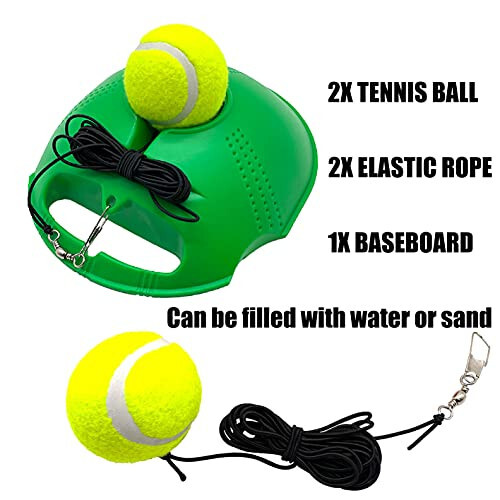 TaktZeit Tennis Trainer Rebound Baseboard Self Tennis Training Equipment Tennis Practice Rebounder with 2 String Tennis Balls - 7