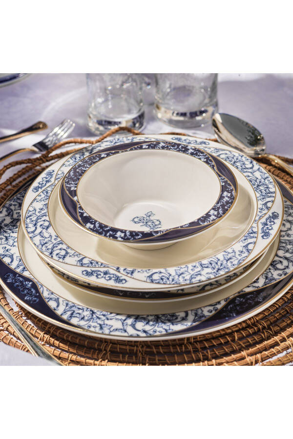 Talisman Lace Dinner Set 60 Pieces - Navy Blue - 3