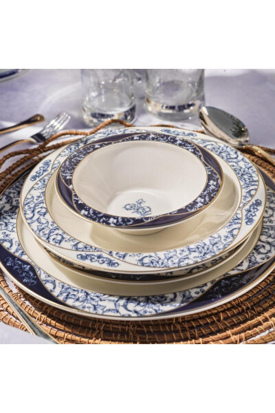 Talisman Lace Dinner Set 60 Pieces - Navy Blue - 8