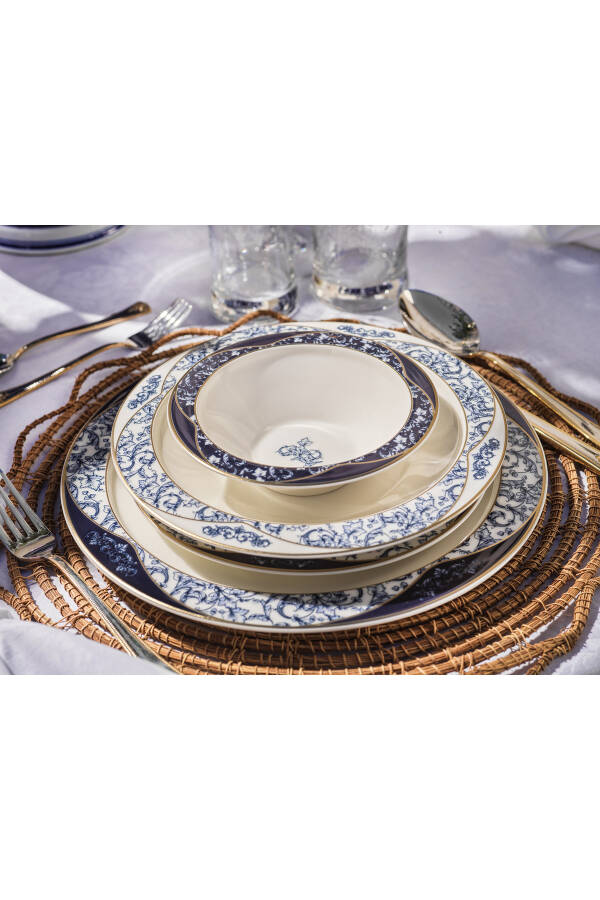 Talisman Lace Dinner Set 60 Pieces - Navy Blue - 9