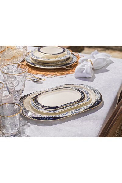 Talisman Lace Dinner Set 60 Pieces - Navy Blue - 12